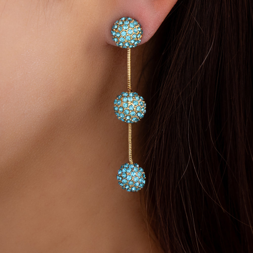 Blue Crystal Ball Earrings