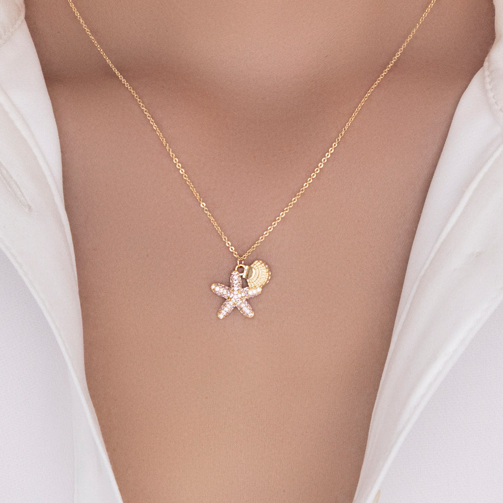Pink Crystal Starfish Necklace