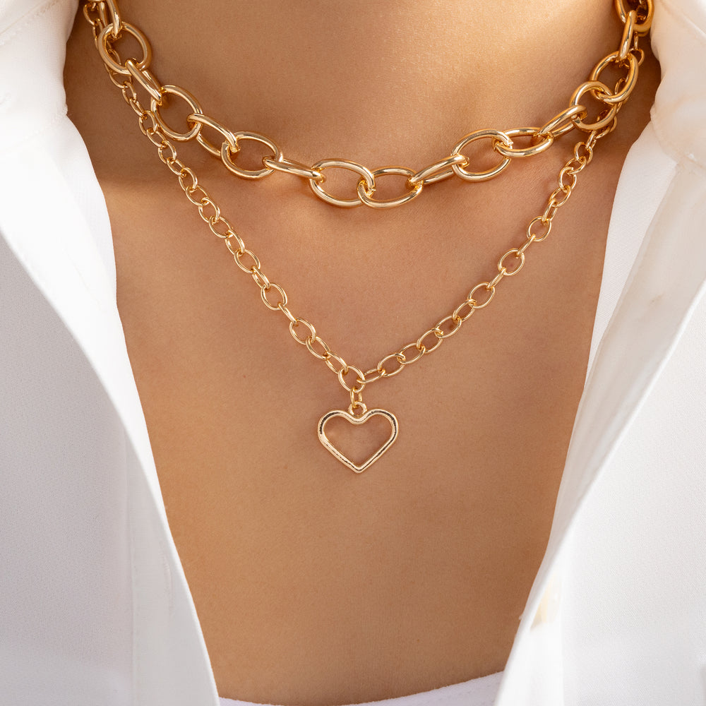 Gold Heart & Link Necklace