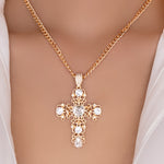 Crystal Heart Cross Necklace