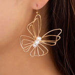 Butterfly & Pearl Earrings