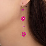 Daisy Bead Earrings (Hot Pink)