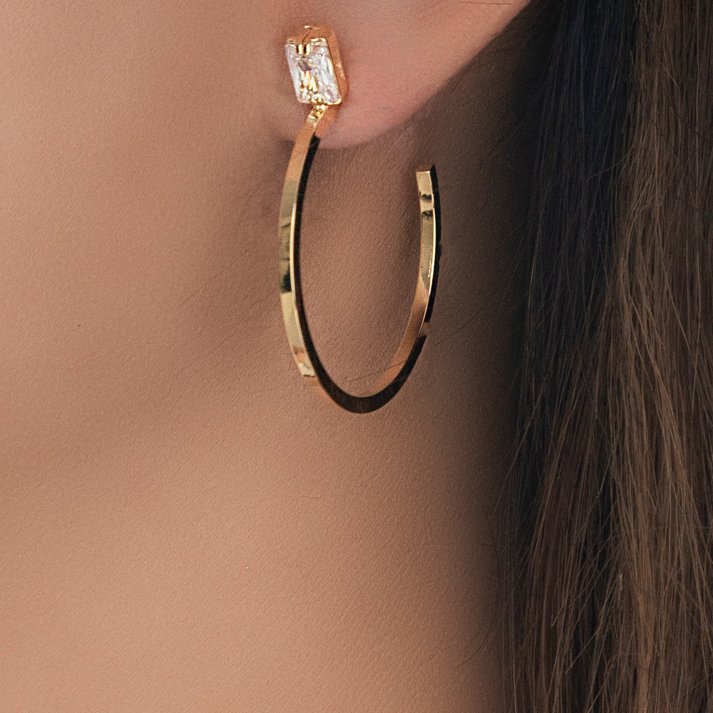 14K Single Crystal Hoops