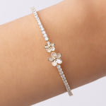 Double Crystal Flower Cuff
