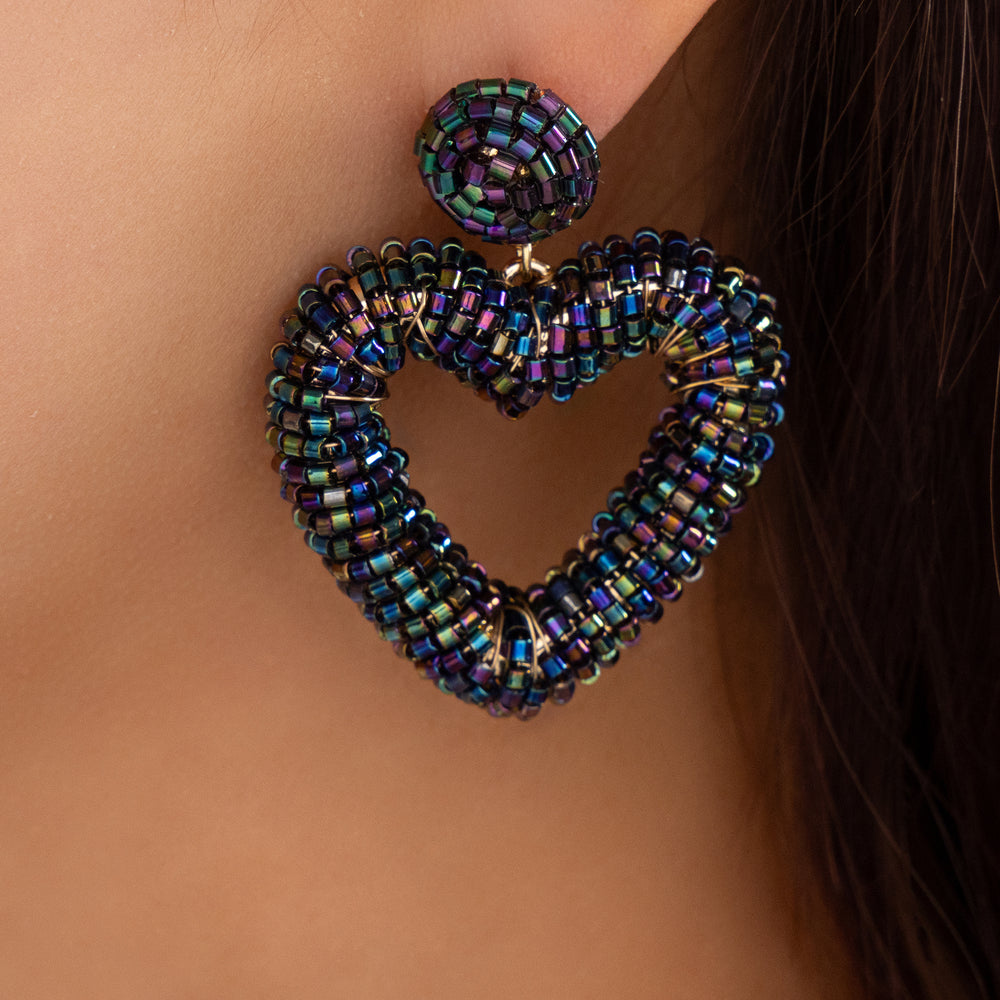 Iridescent Heart Earrings