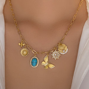 Turquoise Butterfly Charm Necklace