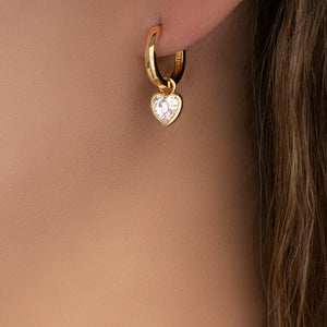 Small Crystal Heart Hoops