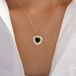 Crystal Jasmine Heart Necklace (Emerald)
