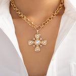 Aliana Pearl Cross Necklace