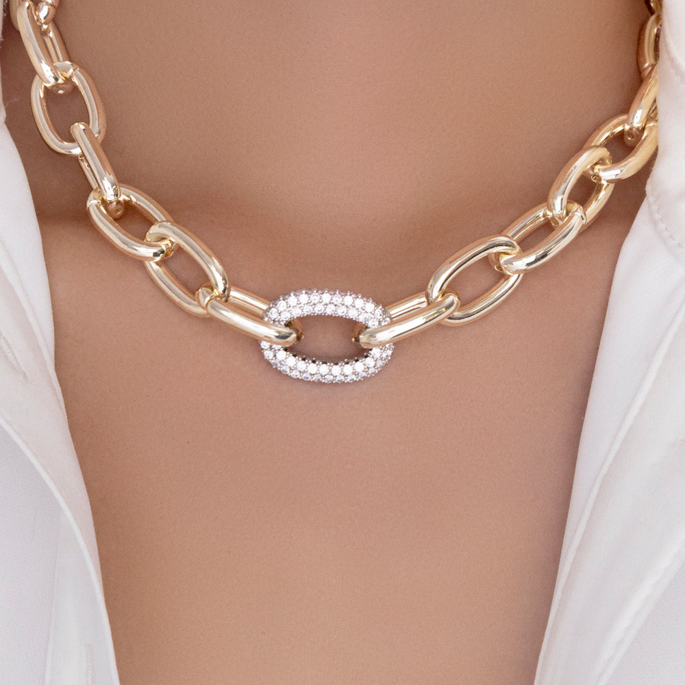 Crystal Silver & Gold Pendant Necklace