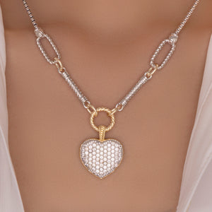 Silver & Gold Etta Heart Necklace