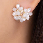 Triple Flower Earrings (White)