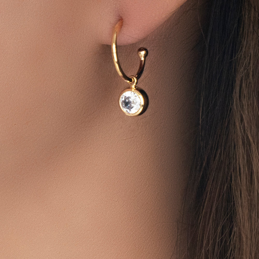 14K Crystal Sylvie Hoops