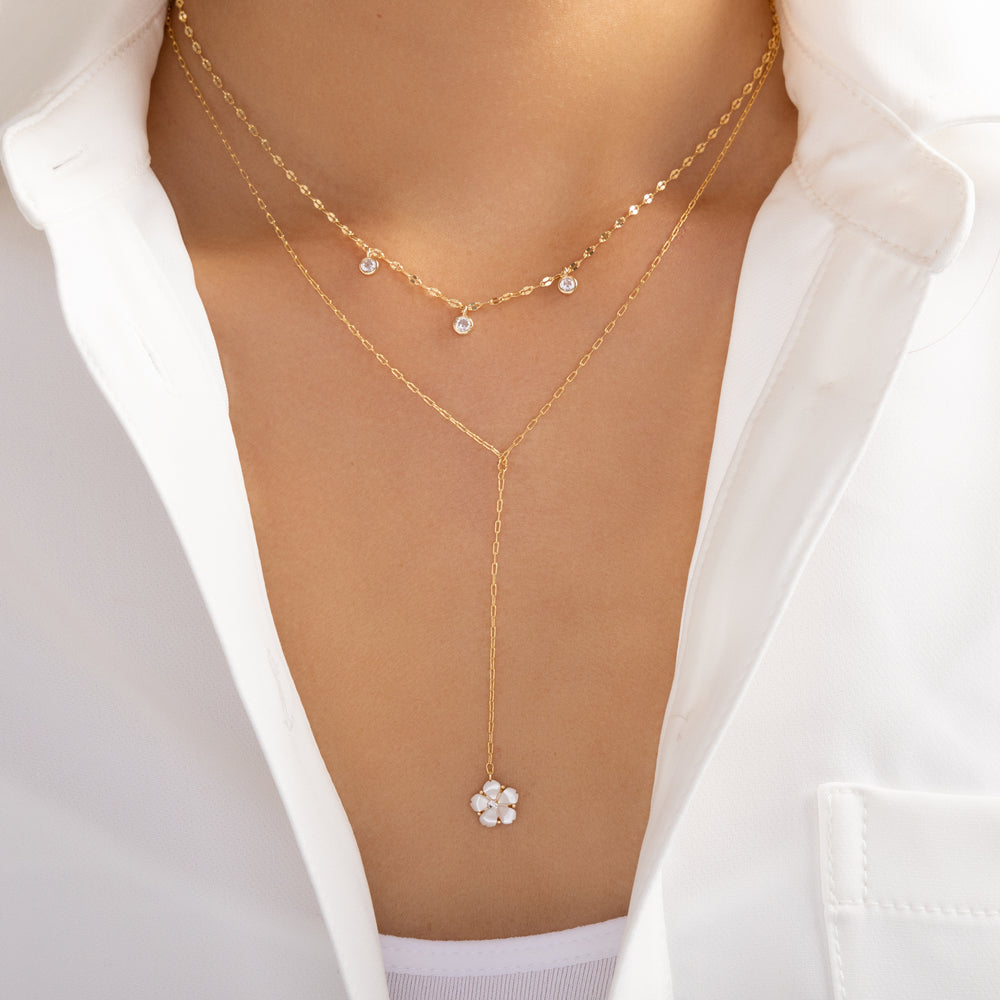 Angela Flower Drop Necklace