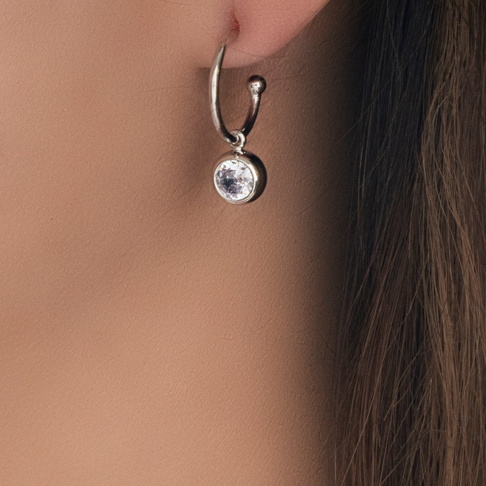 Silver Crystal Sylvie Hoops