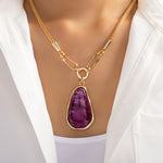 Bold Pendant Necklace (Purple/Pink)