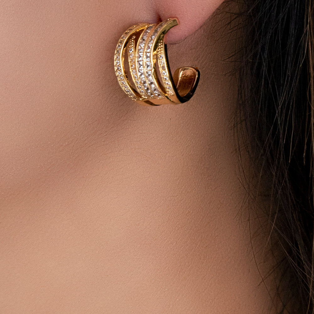 14K Crystal Caroline Hoops