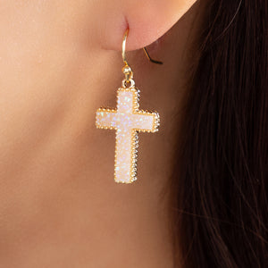 Jenna Cross Earrings (White)