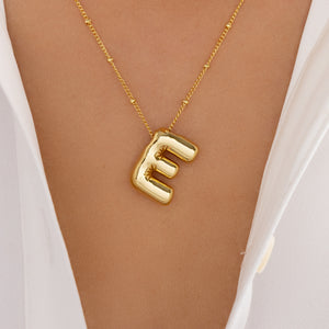 Bubble Letter Pendant Necklace (E)