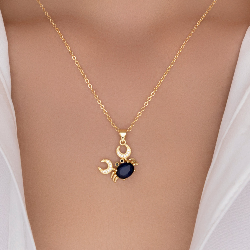 Crab Pendant Necklace (Blue)