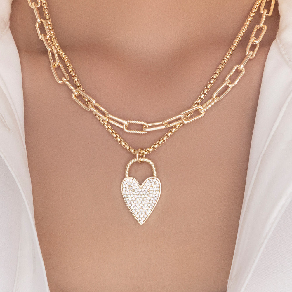 Crystal Heart & Chain Necklace