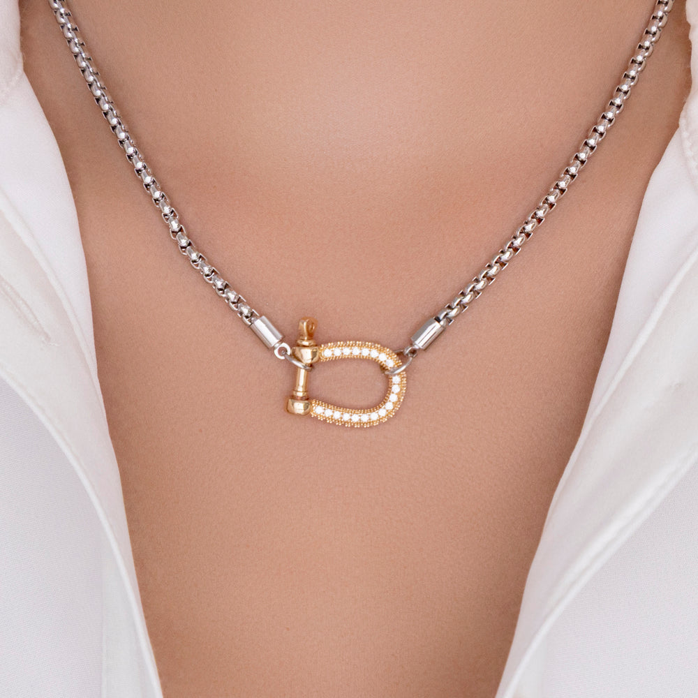 Silver & Gold Crystal Catalina Link Necklace