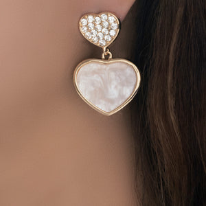 Easton Heart Earrings (White)