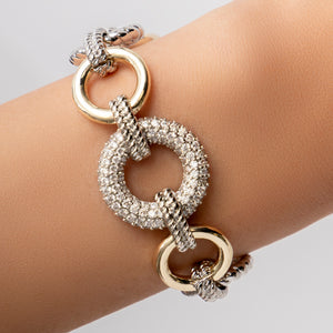 Silver & Gold Crystal O Bracelet
