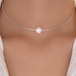 Simple Pearl Choker (Silver)