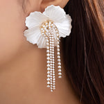 Flower & Crystal Drop Earrings