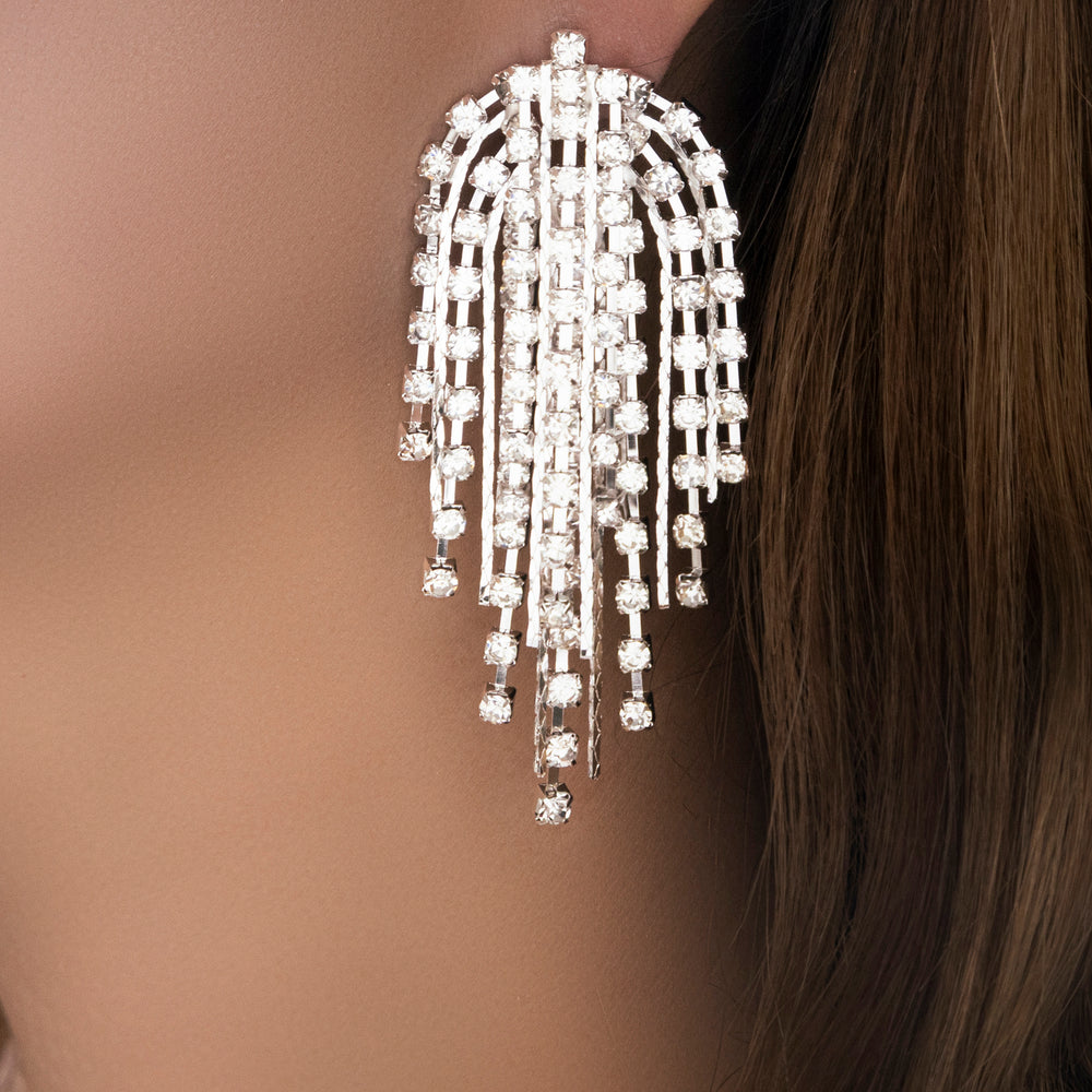 Crystal Brianna Drop Earrings (Silver)
