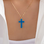 Jenna Cross Necklace (Blue)