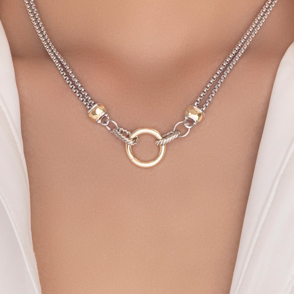 Silver & Gold Small O Necklace