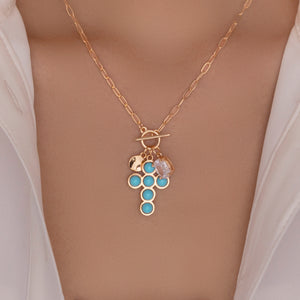 Francis Cross Pendant Necklace (Turquoise)
