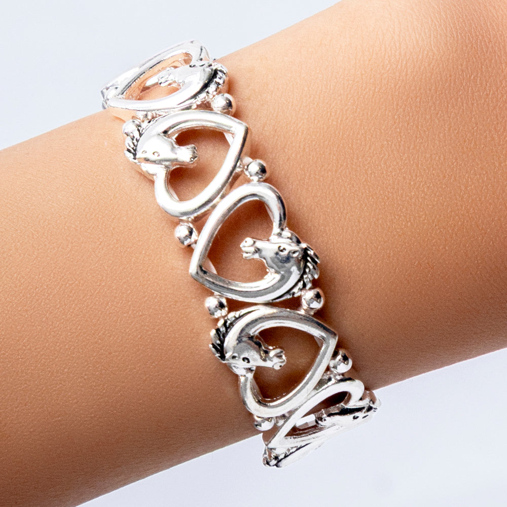 Silver Heart Row Bracelet