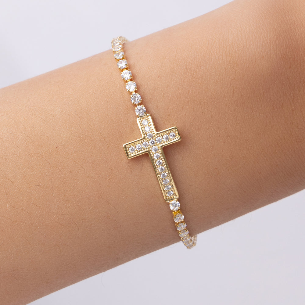 Sydney Crystal Cross Bracelet