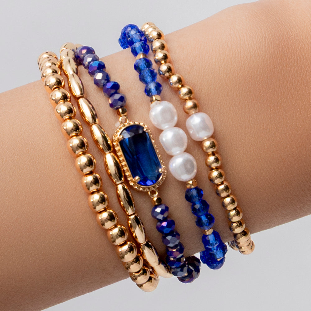 Jody Bead Bracelet Set (Dark Blue)