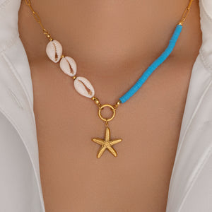 Turquoise & Shell Charm Necklace