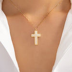 Macey Cross Necklace (White)