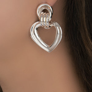 Byron Heart Earrings (Silver)