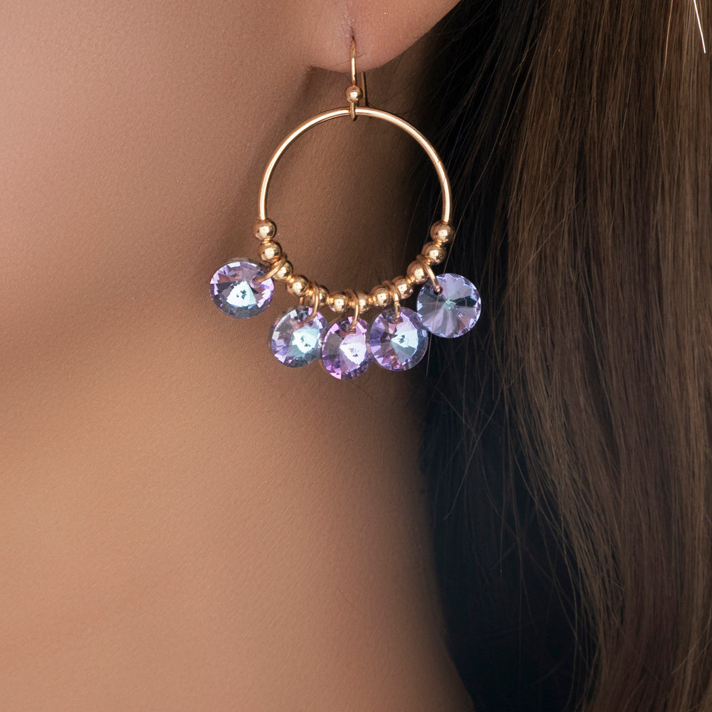 Crystal Janelle Earrings (Purple)