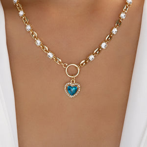 Crystal Adelle Heart Necklace (Turquoise)