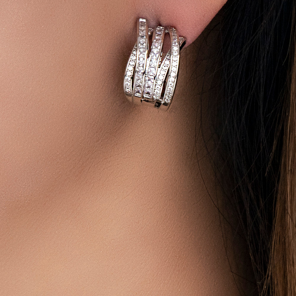 Silver Crystal Caroline Hoops