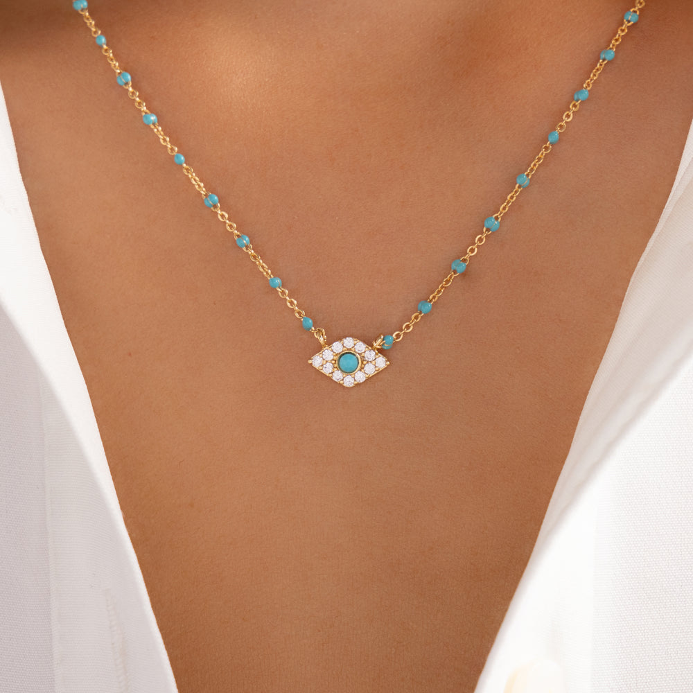Crystal Eye Necklace (Turquoise)