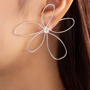 Abstract Flower Earrings (Silver)