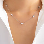 Simple Cross Layer Necklace (Silver)