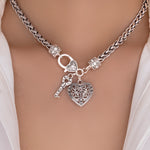 Silver Heart & Key Necklace