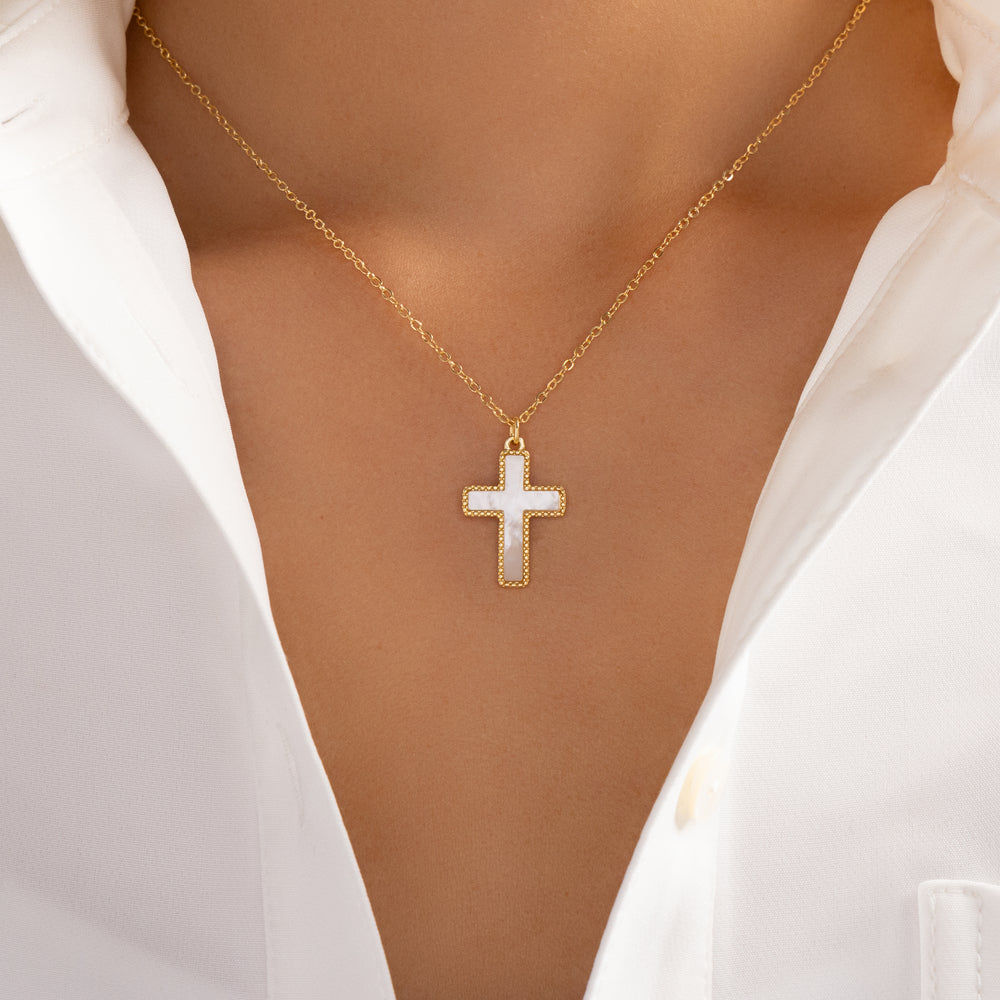 Classic White Cross Necklace