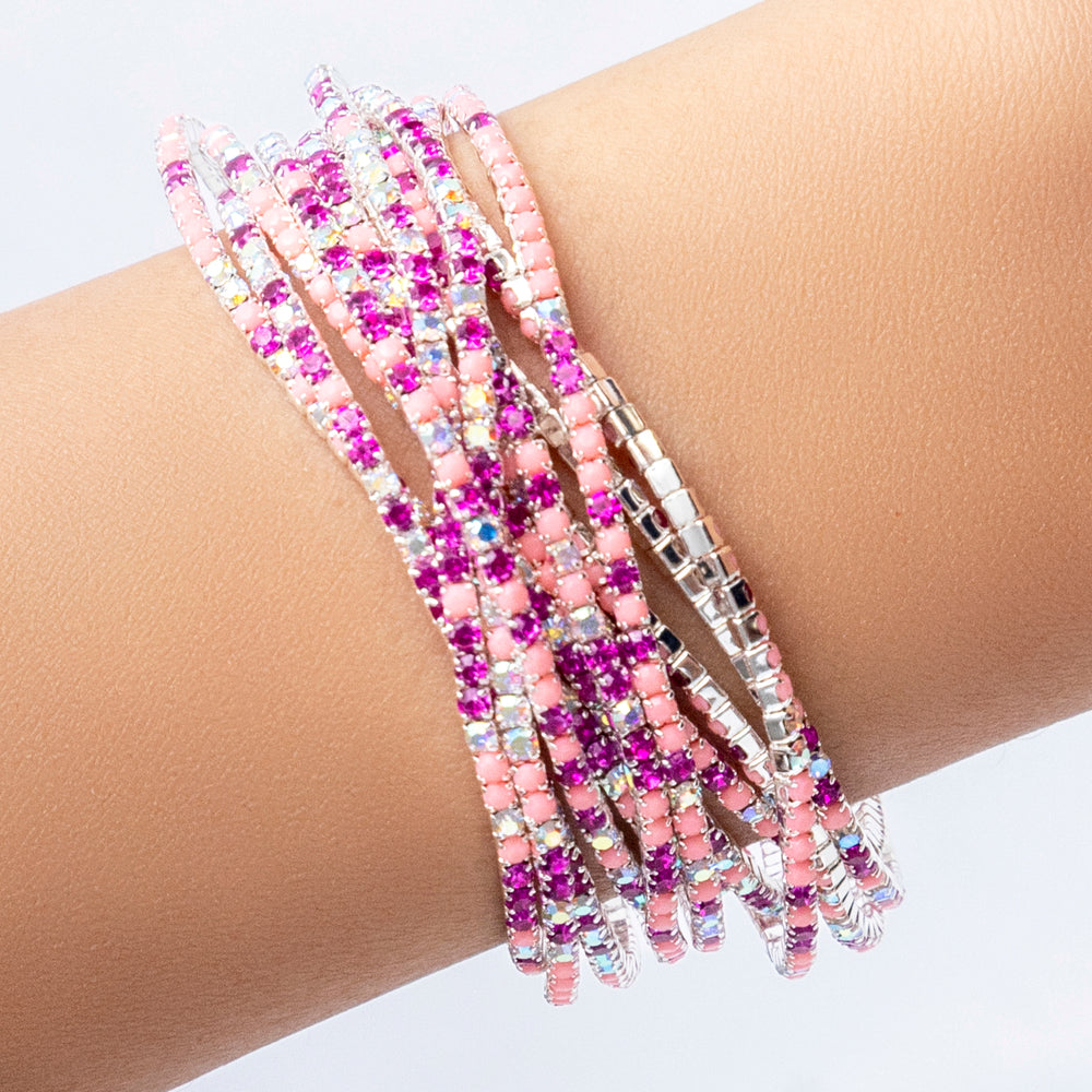 Pink Crystal Aubrey Bracelet Set