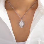 Mary Coin & Crystal Necklace (Silver)